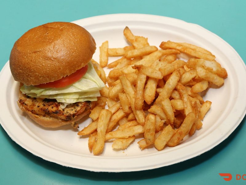 Grilled Chicken Sandwich and Fries at Harbor Eats